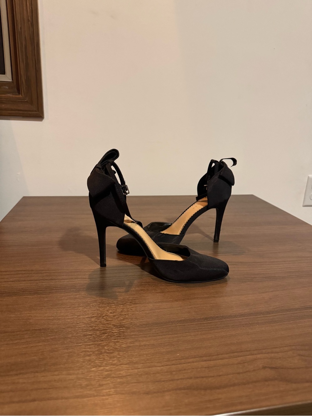LC Lauren Conrad Black Ankle-Strap Pointed-Toe Stiletto Heels